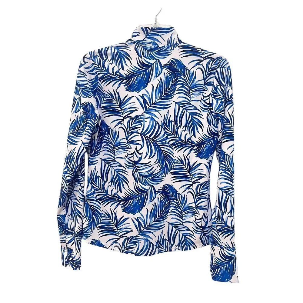TOMMY BAHAMA PALM Long Sleeve Full Zip Golf Jacket Size Small Blue and White - Picture 5 of 5